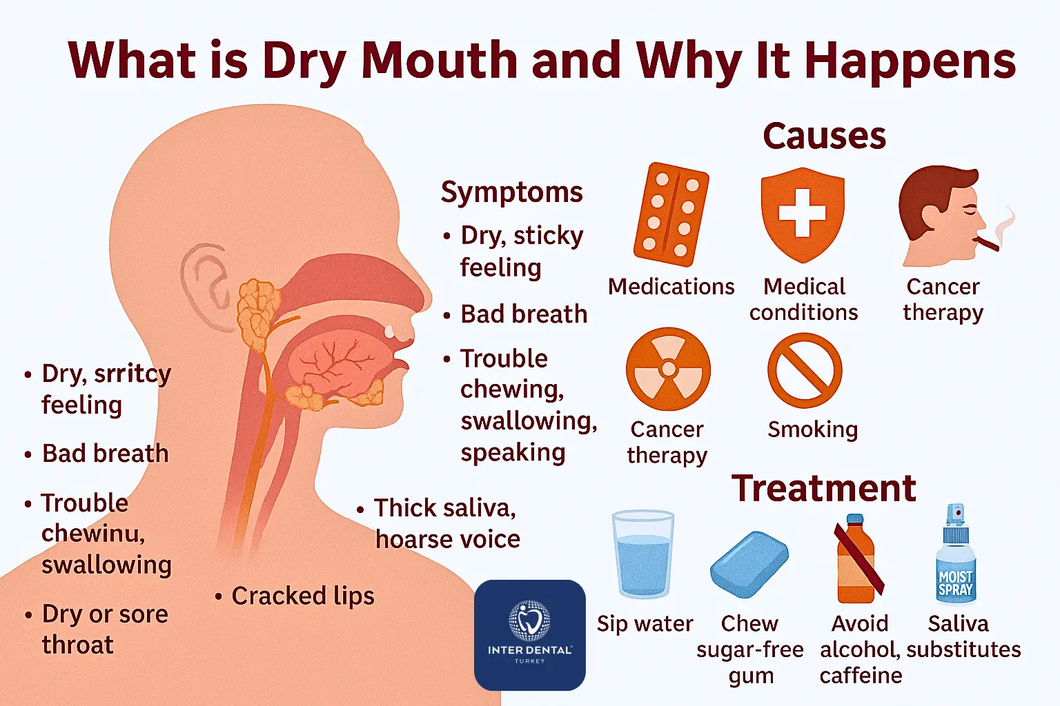 Dry mouth symptoms, causes, and treatment